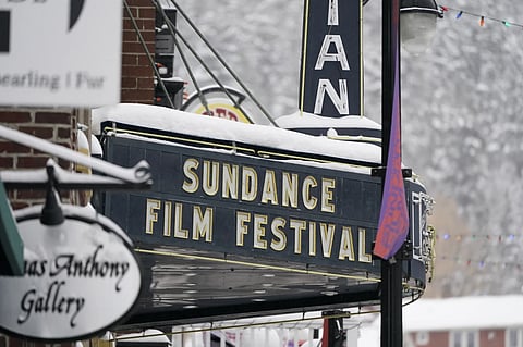 The marquee of the Egyptian Theatre is shown Thursday, Jan. 28, 2021, in Park City, Utah. 