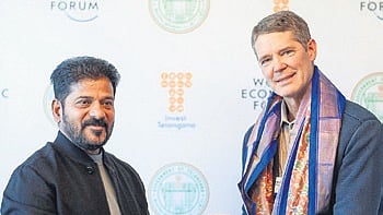 Chief Minister A Revanth Reddy meets Michael Punke, vice-president of Global Public Policy of AWS, during the World Economic Forum at Davos, Switzerland