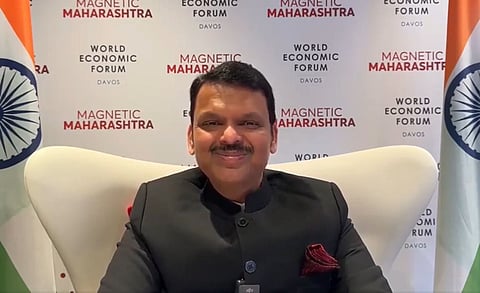 Maharashtra CM Devendra Fadnavis in the video call press conference.