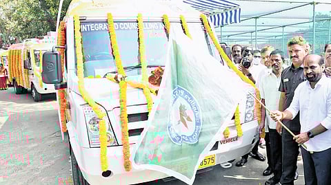 Health Minister Y Satya Kumar Yadav flagged off 10 new Integrated Counselling and Testing (ICTC) mobile vehicles in Vijayawada on Friday 