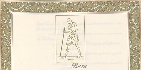 Illustration of Gandhiji in the Constitution’s original text
