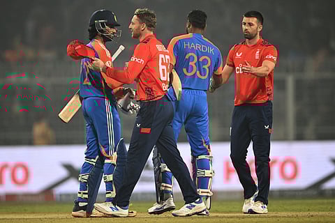 India's Mohammed Shami reacts after a delivery during the first one-day international (ODI) cricket match between India and England at the Vidarbha Cricket Association Stadium in Nagpur on February 6, 2025. 