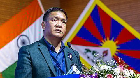 Arunachal Pradesh Chief Minister Pema Khandu speaking at the inaugural function of a seminar titled “Environment and Security”.