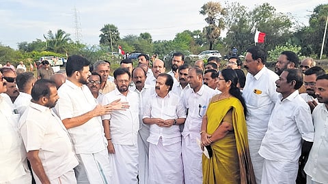 Former leader of Opposition Ramesh Chennithala visiting Elappully on Saturday