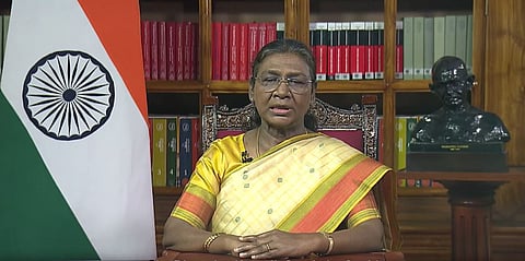 President Droupadi Murmu  addressing the nation on the eve of the 76th Republic Day. 