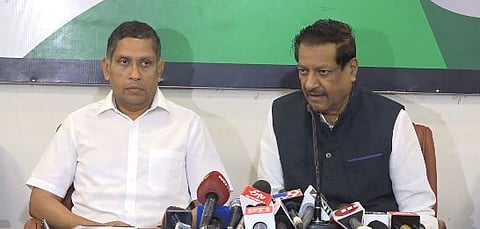 Congress' data analytics department chairperson Praveen Chakravarty and former Maharashtra chief minister Prithiviraj Chavan. 