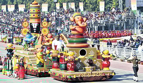 Etikoppaka toys tableau at the Republic Day parade in New Delhi on Sunday 