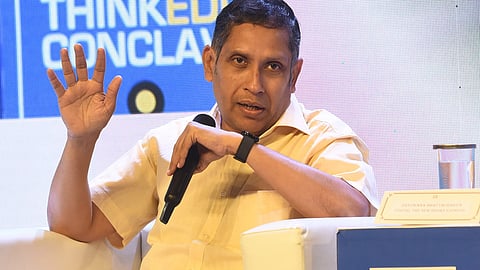 Praveen Chakravarty, Chairman, Professionals' Wing & Data Analytics, Congress, speaks at ThinkEdu 2025
(Express Photo | P Jawahar)