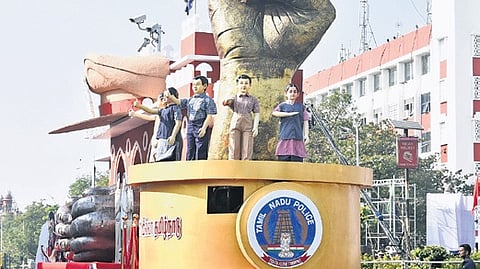 The police department’s Republic Day tableau which won a prize 