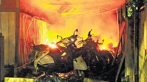 The fire that broke out at a workshop in Thammanam on Monday night