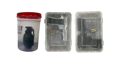 Police teams have recovered one hand grenade and two sophisticated pistols along with ammunition from their possession.