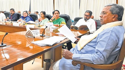 Chief Minister Siddaramaiah chairs the Lake Conservation and Development Authority meeting at ‘Krishna’ in Bengaluru on Wednesday