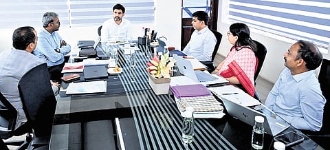 HRD and IT Minister Nara Lokesh chaired a review meeting with the school education and Intermediate education officials on Tuesday
