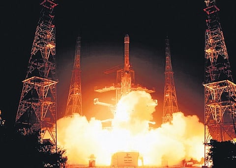 ISRO’s GSLV-F15 lifts off with navigation satellite NVS-02 from Sriharikota.