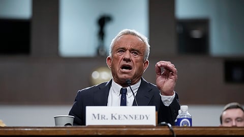 Robert F Kennedy Jr, US President Donald Trump's choice to be Secretary of Health and Human Services, appears before the Senate Finance Committee for his confirmation hearing at the Capitol in Washington, Wednesday, Jan. 29, 2025. 