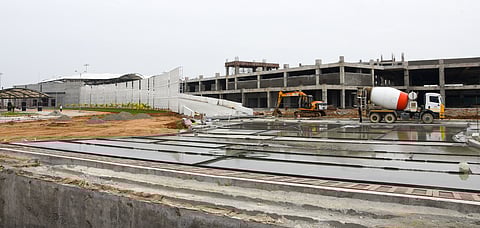 The upcoming integrated bus terminus at Panjappur on the outskirts of Tiruchy