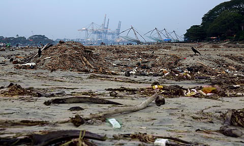 Garbage piled up at Fort Kochi beach