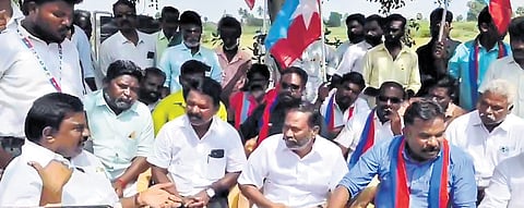 VCK functionaries in Vengaivayal village on Friday