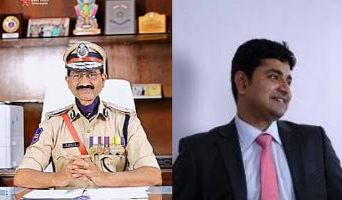 T Prabhakar Rao, former OSD of Telangana Special Intelligence Branch (L) and A Sravan Rao, the owner of a vernacular TV channel.