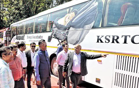 Maharashtra Transport Minister Pratap Sarnaik at the KSRTC office and depot.