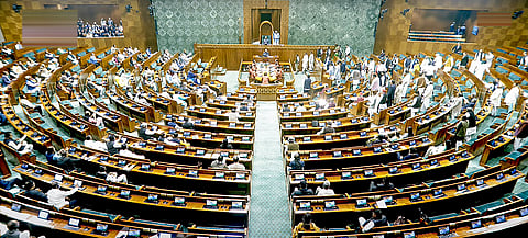 Leader of Opposition in the Lok Sabha Rahul Gandhi speaks in the House during the Budget session of Parliament, in New Delhi,