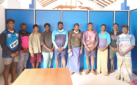 The 10 fishermen arrested by Sri Lanka in early January.