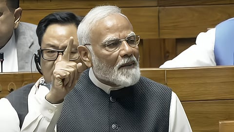 Prime Minister Narendra Modi addressing the Parliament.