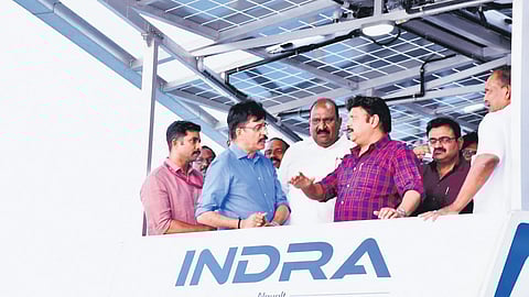Transport Minister K B Ganesh Kumar aboard SWTD vessel Indra on Tuesday