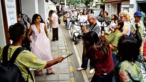 Designer Divyam Mehta’s photo shoot, featuring model Vaishnavi Kakade, 
for his Summer 2025 collection at Jew Town 
