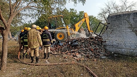 Fire and rescue personnel rushed to the spot and managed to douse the fire.