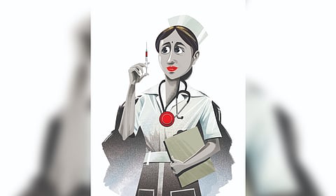 Instead of stitching the wound, the nurse applied Fevikwik adhesive to close it.