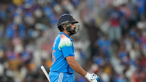 Rohit Sharma walks back to the pavilion on Thursday