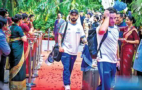Virat Kohli enters the team hotel, in Bhubaneswar on Friday