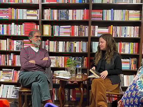 (L-R) Filmmaker Sanjay Kak in discussion with Alana Hunt