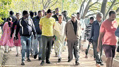 Members of Ulsoor Lake Walkers’ Fraternity with Shivajinagar MLA Rizwan Arshad