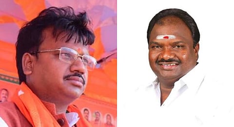 BJP's candidate Chandrabhanu Paswan (L) and DMK's former MLA V C Chandhirakumar.