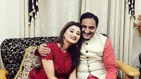 Aarushi Nishank with her father former Uttarakhand Chief Minister Ramesh Pokhriyal Nishank