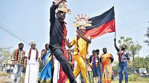 DMK cadre celebrating the victory at Chithode in Erode