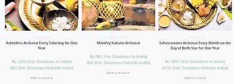 The portal has options for making payments for puja at Lord Shani Temple