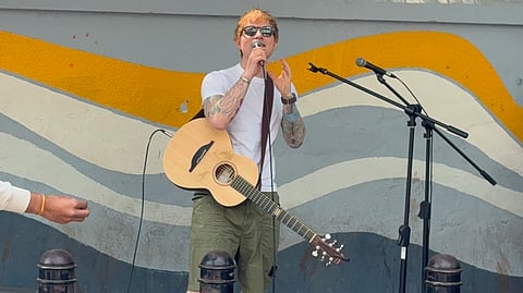 Ed Sheeran performs on Church Street