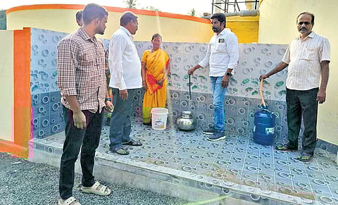 The drinking water project executed by Sarpanch Bolla Srinivas with the 15th Finance Commission funds in Vissakoderu village of West Godavari district 