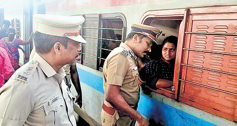 IG Railways AG Babu surveying the security at Egmore station on Saturday 