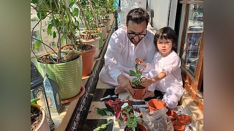 Bollywood actor Saif Ali Khan and son Taimur.