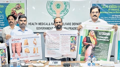 Health Minister Satya Kumar Yadav unveiling posters for MDA 