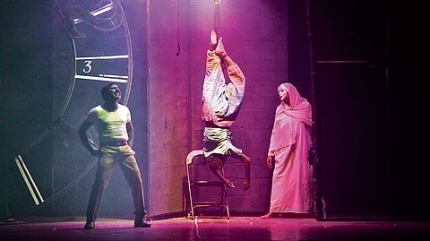 A scene from a play that was part of the amateur drama competition at Fine Arts Hall, Kochi
