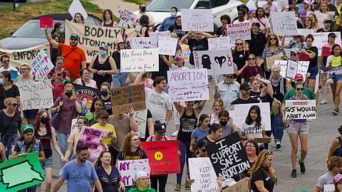 FILE - Abortion-rights protestors march in the United States.