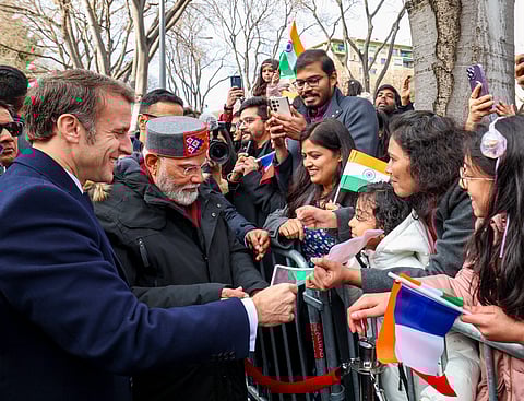 Prime Minister Narendra Modi and French President Emmanuel Macron during the inauguration of the Indian Consulate in Marseille