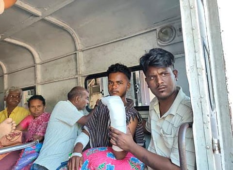 Iyyasamy seen with his hand in bandage.