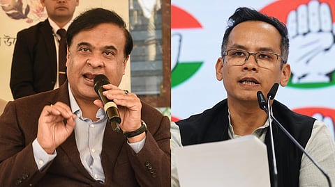 Assam Chief Minister Himanta Biswa Sarma (L) and Congress MP Gaurav Gogoi (R).
