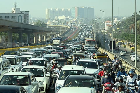A view of the congested Bellary Road—a primary gateway from the city to the Kempegowda International Airport